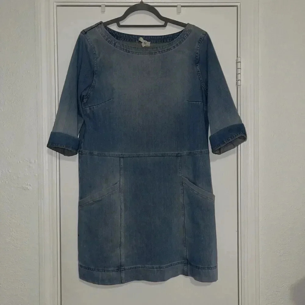 Adriano Goldschmied Denim Cocoon Dress 3/4 Sleeve Sz M